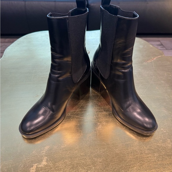 Zara Wide Heel Stretch Ankle Boots Size 37 - Picture 7 of 13